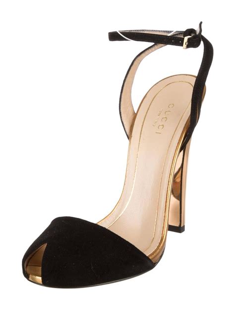 black gucci heels with gold studs|gucci heels black and gold.